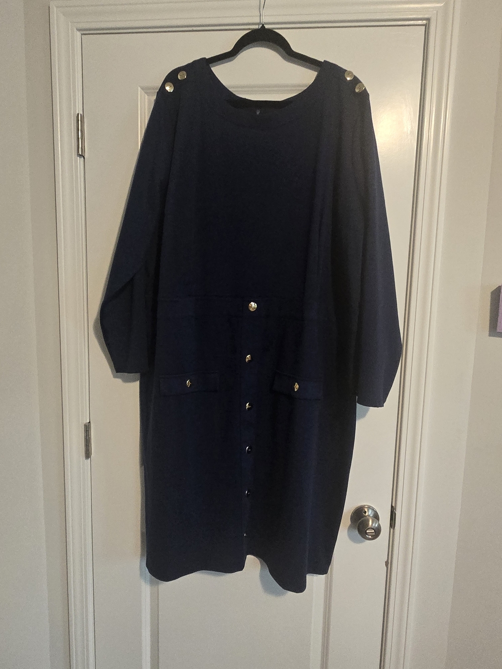 Ashley Stewart Navy Stretch Ponte Top